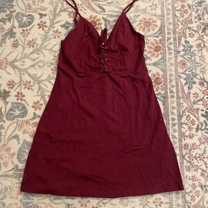 Urban Outfitters Maroon Lace Up Mini Dress, Size S